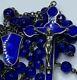 One Of A Kind Stunning Sterling Cobalt Blue Guilloche Enamel Rosary Necklace