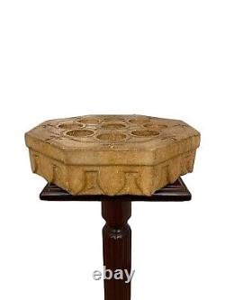 One Of A Kind Ultra Rare 1930s Persian Carved Stone 9 Candle Holder Christian