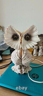 One Of A Kind Unique 1970s Owl Clam Shell Table Lamp Weird Unusual 11.5