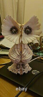One Of A Kind Unique 1970s Owl Clam Shell Table Lamp Weird Unusual 11.5