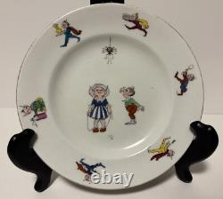 One Of A Kind Vintage Antique Birks Hand Painted Plate Elves Children Spider