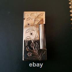 One Of A Kind Vintage Deco 14k Gold Dunhill Petrol Lighter With Rubies