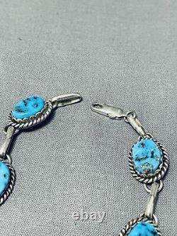 One Of A Kind Vintage Navajo 6 Morenci Turquoise Sterling Silver Bracelet