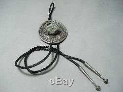 One Of A Kind Vintage Navajo Dangling Turquoise Sterling Silver Bolo Tie