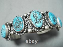 One Of A Kind Vintage Navajo Native American Turquoise Sterling Silver Bracelet
