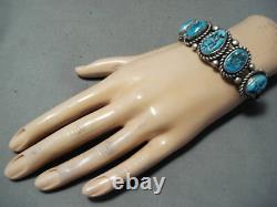 One Of A Kind Vintage Navajo Native American Turquoise Sterling Silver Bracelet