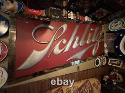 One Of A Kind Vintage SCHLITZ Beer Advertising Chicago Brewery Sign Large