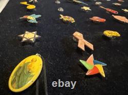 One Of A Kind Vintage Screw Back Lapel Pins Collection Huge Lot 55
