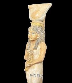 One Of A Kind statue of Queen HATSHEPSUT wearing The sun disc of Hathor goddess