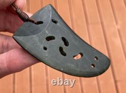 One Of Kind Deep Green Nz Tangiwai Pounamu Greenstone Carved Maori Rei Niho