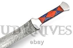 One Of Kind Ud Custom Damascus Steel Full Tang Double Edge Dagger Knife Sword