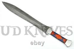 One Of Kind Ud Custom Damascus Steel Full Tang Double Edge Dagger Knife Sword