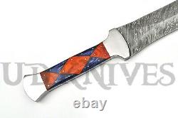 One Of Kind Ud Custom Damascus Steel Full Tang Double Edge Dagger Knife Sword