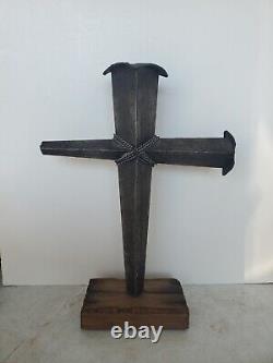 One Of The Kind Cross Of Nails Art Wall 17 Base Of Wood Cross Made Of Thin Met