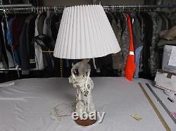 One of A Kind French Lamp / Statue Woman Sitting Bone White 8353