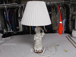 One of A Kind French Lamp / Statue Woman Sitting Bone White 8353