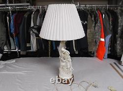 One of A Kind French Lamp / Statue Woman Sitting Bone White 8353