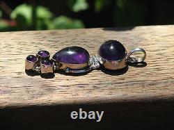 One of Kind Amethyst Crystal Pendant Set in Sterling Silver Stamped 925