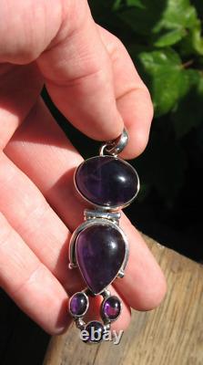 One of Kind Amethyst Crystal Pendant Set in Sterling Silver Stamped 925