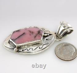 One of Kind Handmade Native American Sterling Silver Rhodochrosite Pendant
