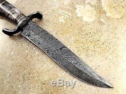 One-of-a-Kind 15'' Custom Handmade Damascus Steel Bowie Hunting Knife HH08