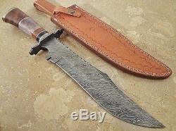One-of-a-Kind 15'' Custom Handmade Damascus Steel Bowie Hunting Knife HH12