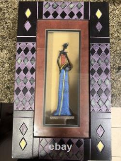 One of a Kind African Art Sculpture in a Shadow Box