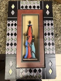 One of a Kind African Art Sculpture in a Shadow Box