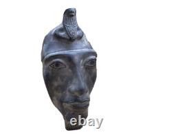 One of a Kind Akhenaten Head with Egyptian Cobra, Handmade Bust for Akhenaten