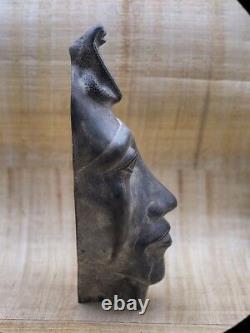One of a Kind Akhenaten Head with Egyptian Cobra, Handmade Bust for Akhenaten