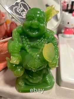 One-of-a-Kind Buddha Statue / Natural Green Jade