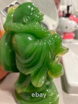 One-of-a-Kind Buddha Statue / Natural Green Jade