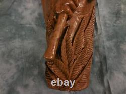 One of a Kind Collectable 3D Hand Carved Indian Warrior Chief, Solid Santol Wood