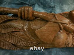 One of a Kind Collectable 3D Hand Carved Indian Warrior Chief, Solid Santol Wood