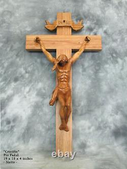 One of a Kind Collectible 3D Handcarved Crucifix Solid Narra Wood! Beautiful