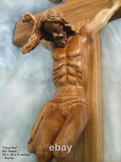 One of a Kind Collectible 3D Handcarved Crucifix Solid Narra Wood! Beautiful