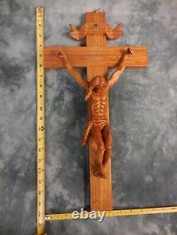 One of a Kind Collectible 3D Handcarved Crucifix Solid Narra Wood! Beautiful