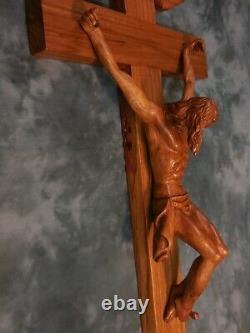 One of a Kind Collectible 3D Handcarved Crucifix Solid Narra Wood! Beautiful