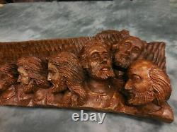 One of a Kind Collectible 3D Handcarved The Last Supper Solid Mango Wood