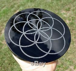 One of a Kind Custom Made BLACK OBSIDIAN Scrying Mirror Creation Energy Symbol