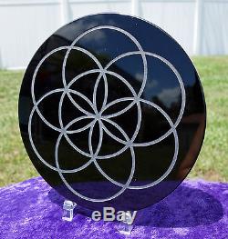 One of a Kind Custom Made BLACK OBSIDIAN Scrying Mirror Creation Energy Symbol