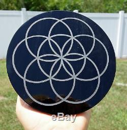 One of a Kind Custom Made BLACK OBSIDIAN Scrying Mirror Creation Energy Symbol