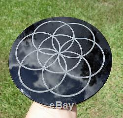 One of a Kind Custom Made BLACK OBSIDIAN Scrying Mirror Creation Energy Symbol