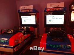 One of a Kind Daytona USA arcade racers, autographed by Indy Car drivers