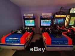 One of a Kind Daytona USA arcade racers, autographed by Indy Car drivers