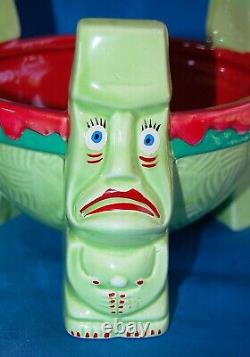 One of a Kind Drei Moai Tiki Scorpion Bowl Hand Painted by Tiki Artist Doug DoRr