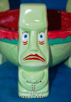 One of a Kind Drei Moai Tiki Scorpion Bowl Hand Painted by Tiki Artist Doug DoRr