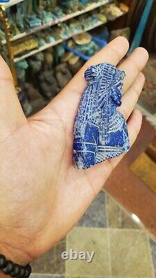 One of a Kind Egyptian Queen Cleopatra from pure Lapis Lazuli, Rare Find Statue