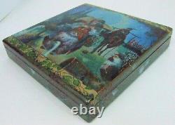 One of a Kind Fedoskino Russian Lacquer Box Baba Yaga and Horseman by Maslov