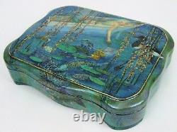 One of a Kind Fedoskino Russian Lacquer Box Mermaid in a Pond by Maslov